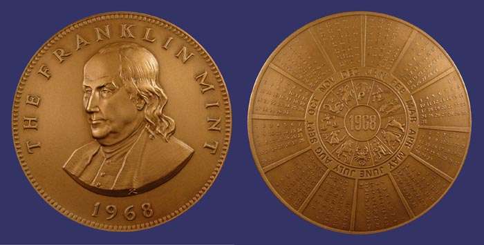 1968, Franklin Mint
[b]Photo by John Birks[/b]

This is the first of the Franlin Mint calendar medals.
Keywords: sold