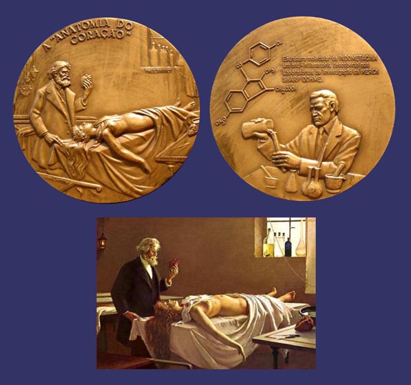 Anatomia del Corazon (Anatomy of the Heart), after the painting by Enrique Simonet
This medal commemorates a new pharmaceutical introduced by Merck, Sharp and Dohme.
Keywords: Cabral Antunes medicine pharmaceutical