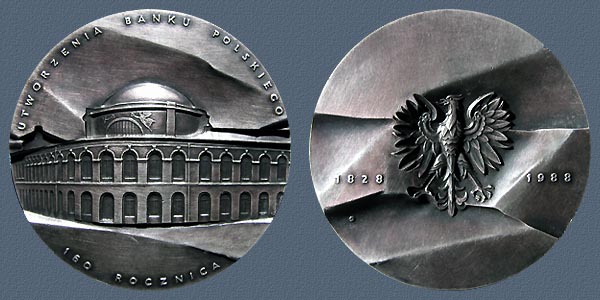 160th ANNIVERSARY OF THE POLISH BANK, struck tombac, silvered, 70 mm, 1986
Keywords: contemporary