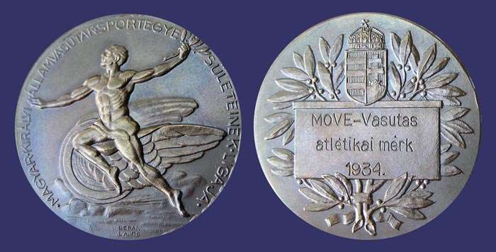 Hungarian Railroad Medal, Awarded 1934
