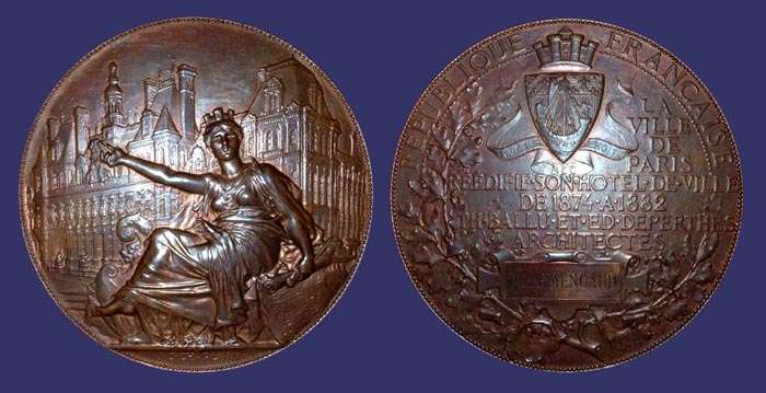 Inauguration Medal for the Newly Restored City Hall in Paris, 1882
