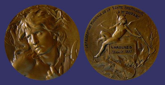 Coudray, Marie Alexandre-Lucien, Orpheus, Awarded 1957
Bronze, 68 mm, 143 g

Edge:  BRONZE and Cornucopia mint mark of Monnaie de Paris
Keywords: favorites