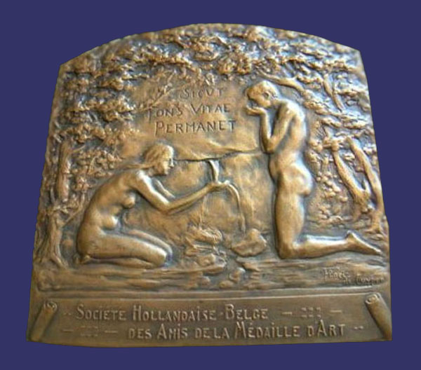 Jan Van Guysbroeck Memorial Plaque, 1915, Reverse
From the collection of Mark Kaiser
Keywords: art nouveau