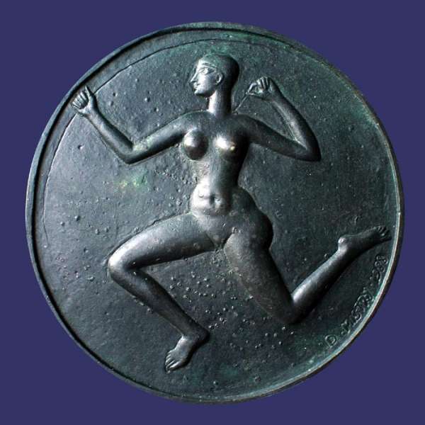 Dhuvra, Mistry, Maya Medallion, "The Dark One", British Art Medal Society (BAMS) Issue No. 13, 1988, Obverse
Limited Edition of 56; Cast
Obverse is convex. Reverse is concave.
Keywords: birks_nude_female