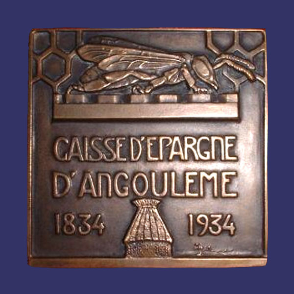 Centenary of Angouleme Savings Bank, 1936, Reverse
From the collection of Mark Kaiser
Keywords: art deco