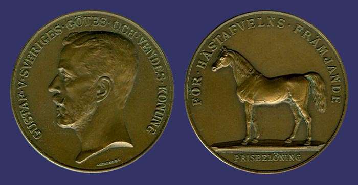 Gustaf V - Horsebreeding Prize Medal
[b]From the collection of Mark Kaiser[/b]

Undated
