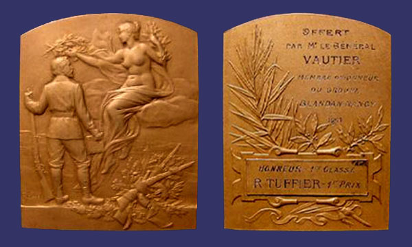 Shooting Award Plaque (Obverse), 1911
From the collection of Mark Kaiser

Reverse by Charles Pillet
Keywords: art nouveau