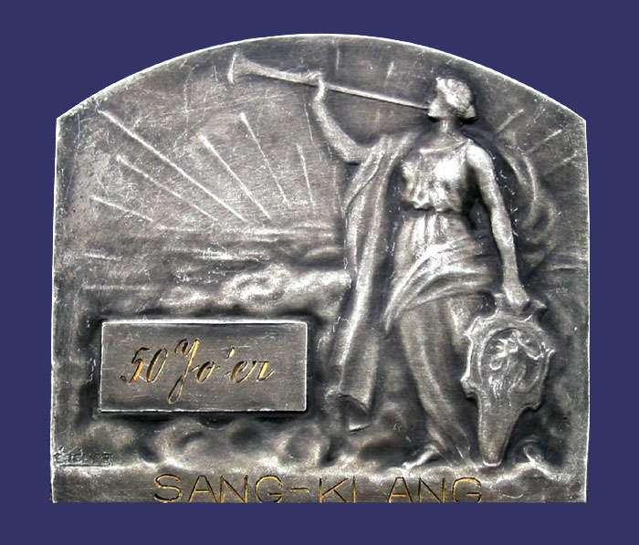 Lyre-Player "Sang-Klang" Award Plaque, Reverse
From the collection of Mark Kaiser
Keywords: art nouveau