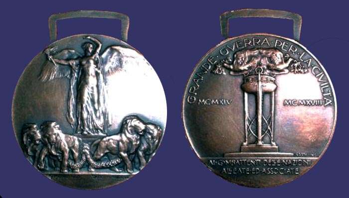 Italian WWI Victory Medal - "Grand Guerra per la Civilta", 1919
[b]From the collection of Mark Kaiser[/b]

No date on medal
