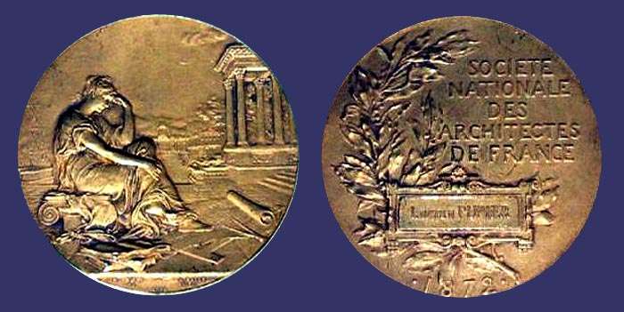 French National Architectural Society Medal, 1889
[b]From the collection of Mark Kaiser[/b]

Designed in 1889; this example awarded in 1895
