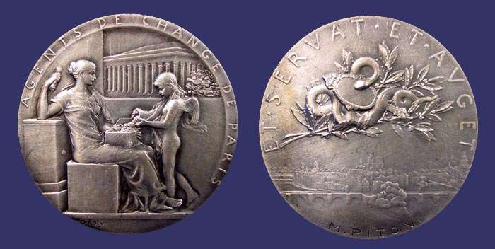 Agents de Change de Paris,  Award Medal
[b]From the collection of John Birks[/b]
Keywords: Oscar Roty art nouveau