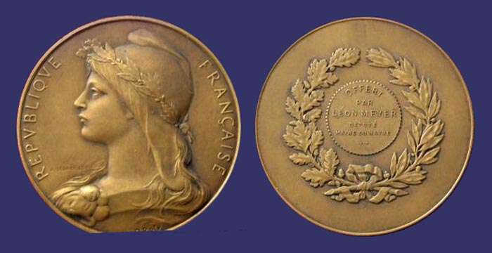 Marianne - Political Award Medal
[b]From the collection of Mark Kaiser[/b]

Undated; Inscription "Offert par Lon Meyer / Dput Maire du Havre"
