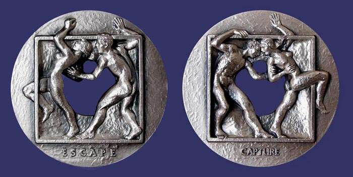 Society of Medalists Issue No. 112, Escape and Capture, 1985
[b]From the collection of John Birks[/b]
