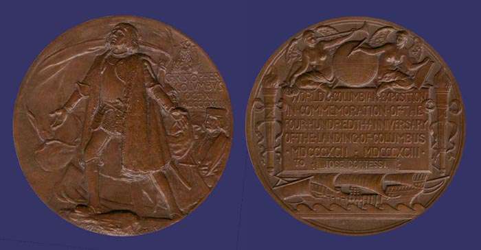 St. Gaudens, Augustus and Barber, Charles E. - 1893 Columbian Expo Award Medal, 1893
