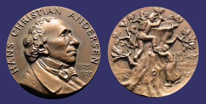 Hans Christian Andersen Death Centennial - Reverse #4, "The Tinder-Box", 1975
[b]From the collection of Mark Kaiser[/b]

From a set of 8 medals having the same obverse and 8 different reverses
