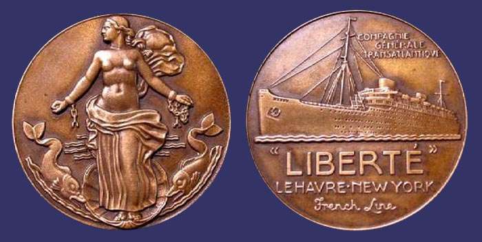 CGT Frencl Line Ship "Libert"
[b]From the collection of Mark Kaiser[/b]

No date on medal
