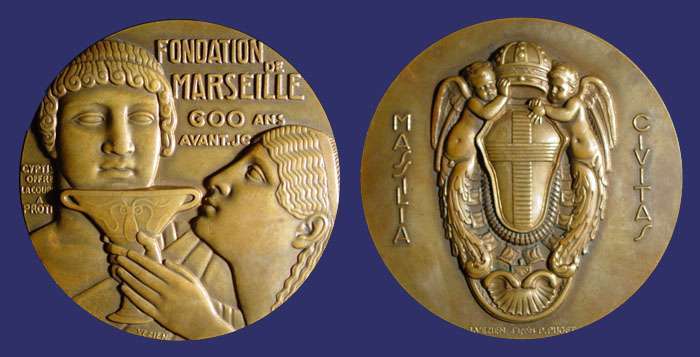 Vzien, Elie Jean, Founding of Marseille, 1924, $100
[b]$100, Contact: [email]jwbirks@hotmail.com[/email][/b]

[b]Photo by John Birks[/b]

68 mm medal;  195 g


Keywords: favorites 4_sale