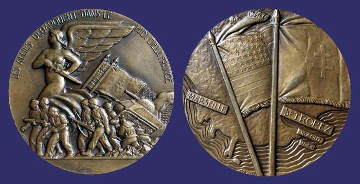 Allied Victories in Marseille and St. Tropez, 1944
[b]From the collection of John Birks[/b]
Keywords: art_deco_medal world_war_II