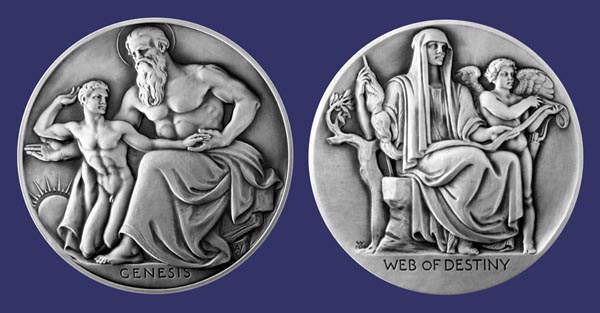 Society of Medalists No. 39, Genesis - Web of Destiny, 1949
[b]From the collection of John Birks[/b]

Special Edition, Silver
