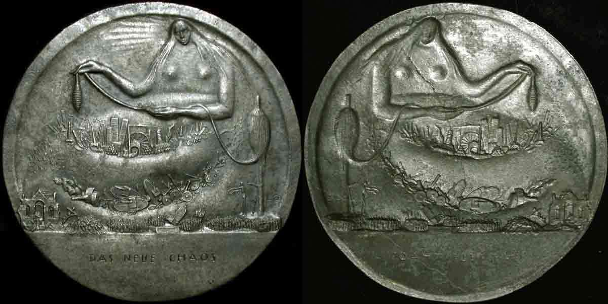Das Neue Chaos Obverse/Reverse
Displayed in order to show how this medal was made by way of casting in the incuse-reverse technique.
Keywords: Ludwig Gies