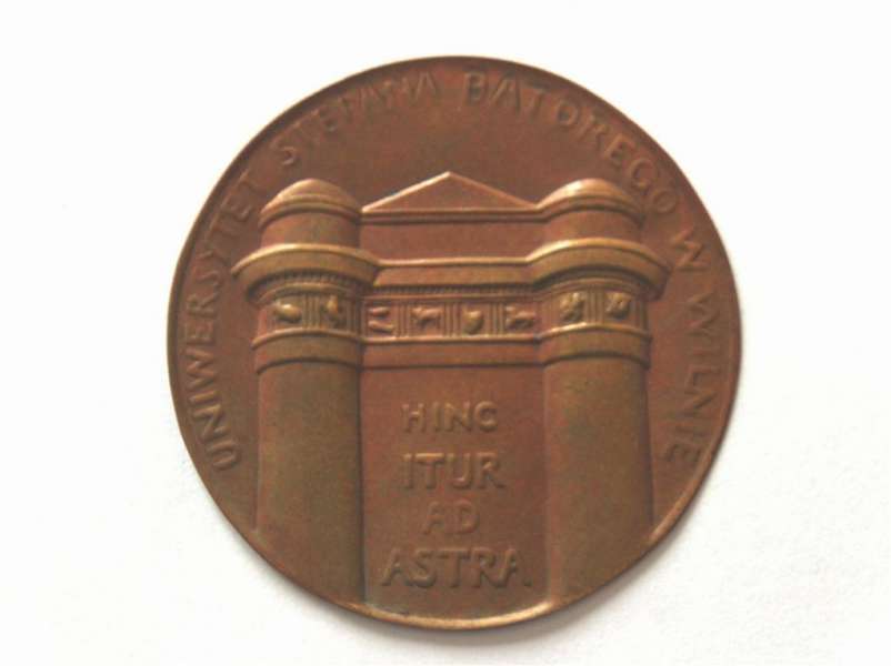 Jednostronny wzór medalu 350-lecie Uniwersytetu Wileńskiego 1929
