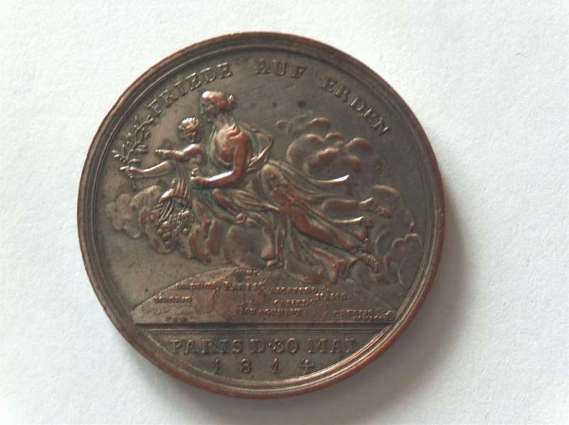 Jednostronny wzór medalu Pokój w Paryżu autor Loos 1814
