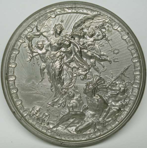 COLOMBO 1492-1892 POGLIAGHI ITALIA MEDAL(White metal) "LAND IN SIGHT" (Obv.).
